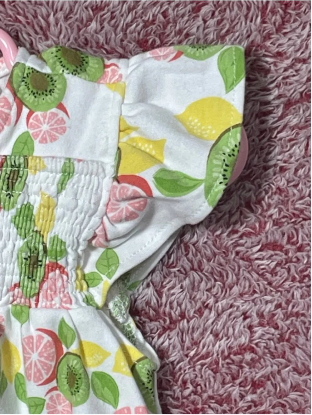 Girls Rosie Pope 12 Months White grapefruit kiwi smocked bubble romper